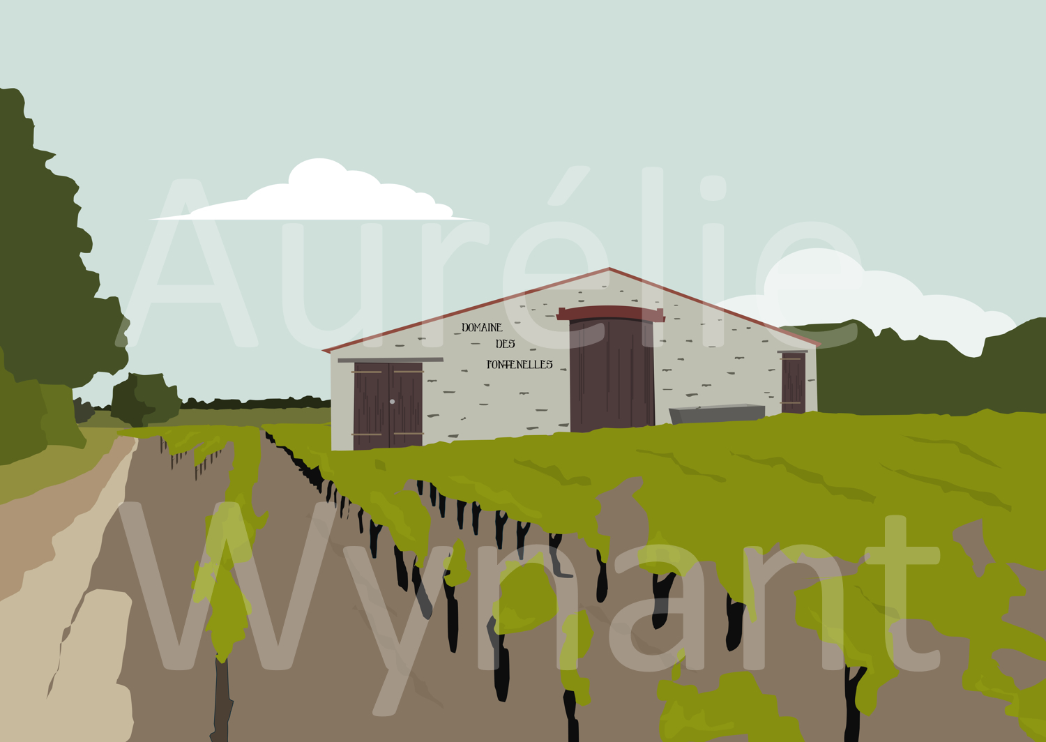 Illustration du Domaine des Fontenelles pour carte postale