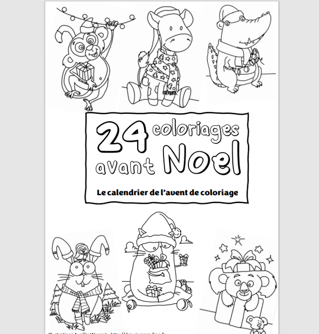 Couverture du PDF du Calendrier de l'avent à colorier
