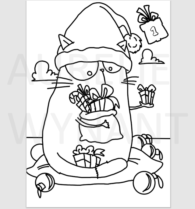 Jour 1 du PDF du Calendrier de l'avent à colorier