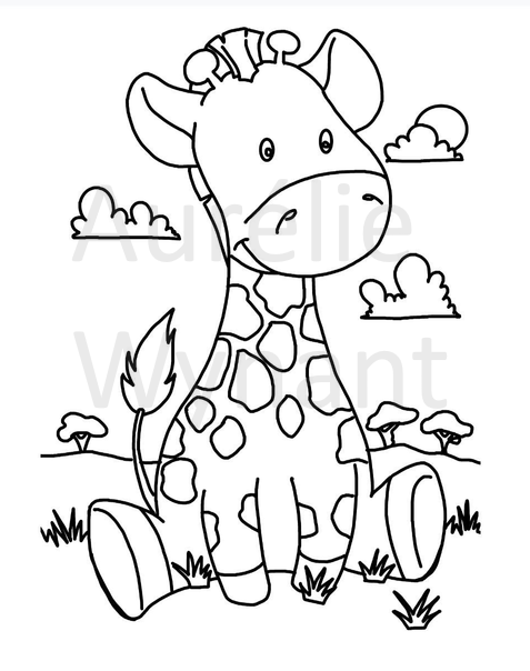 Page coloriage de la girafe