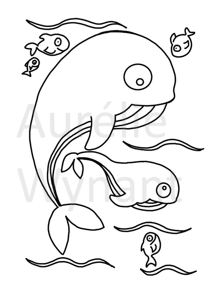 Page coloriage de la baleine